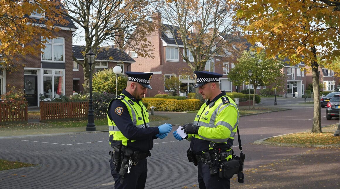 Agent schrijft boete uit aan automobilist op Hollandse straat