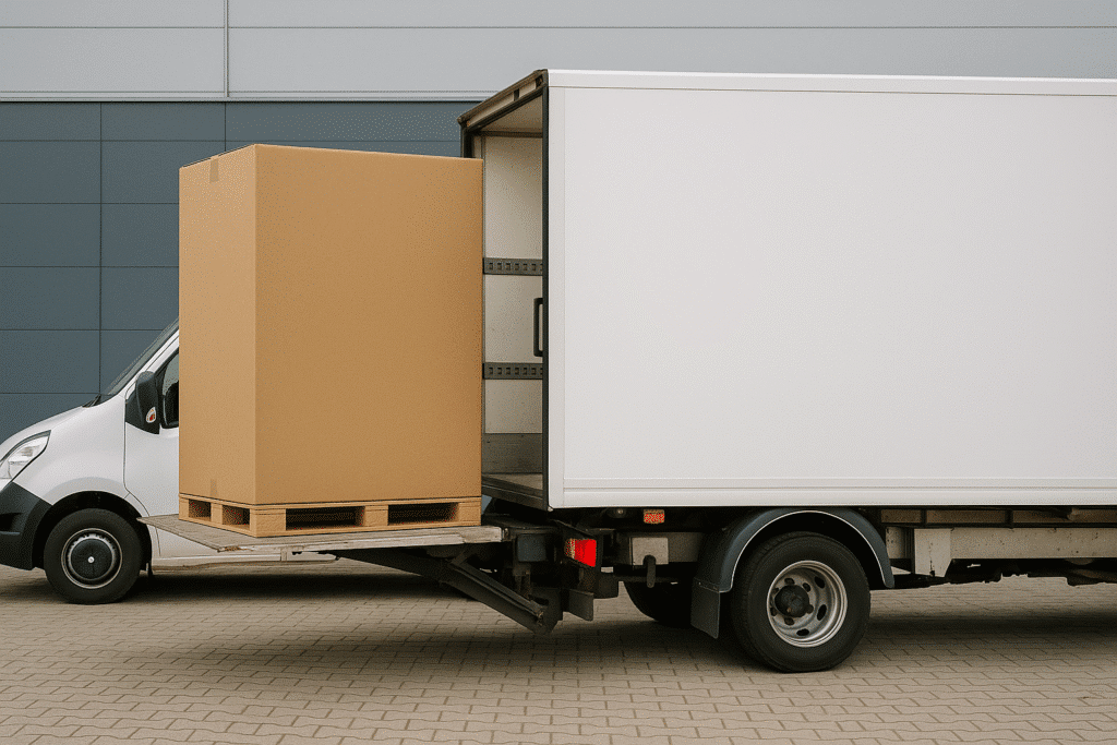 a white box on a trailer