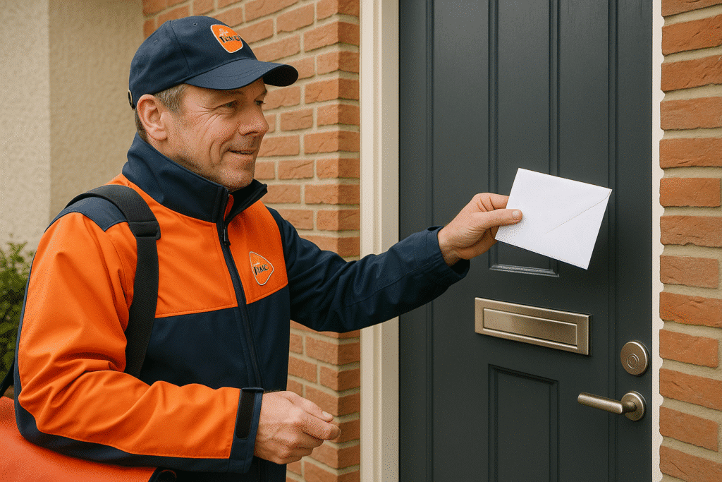 postbode brengt officiele waarschuwing
