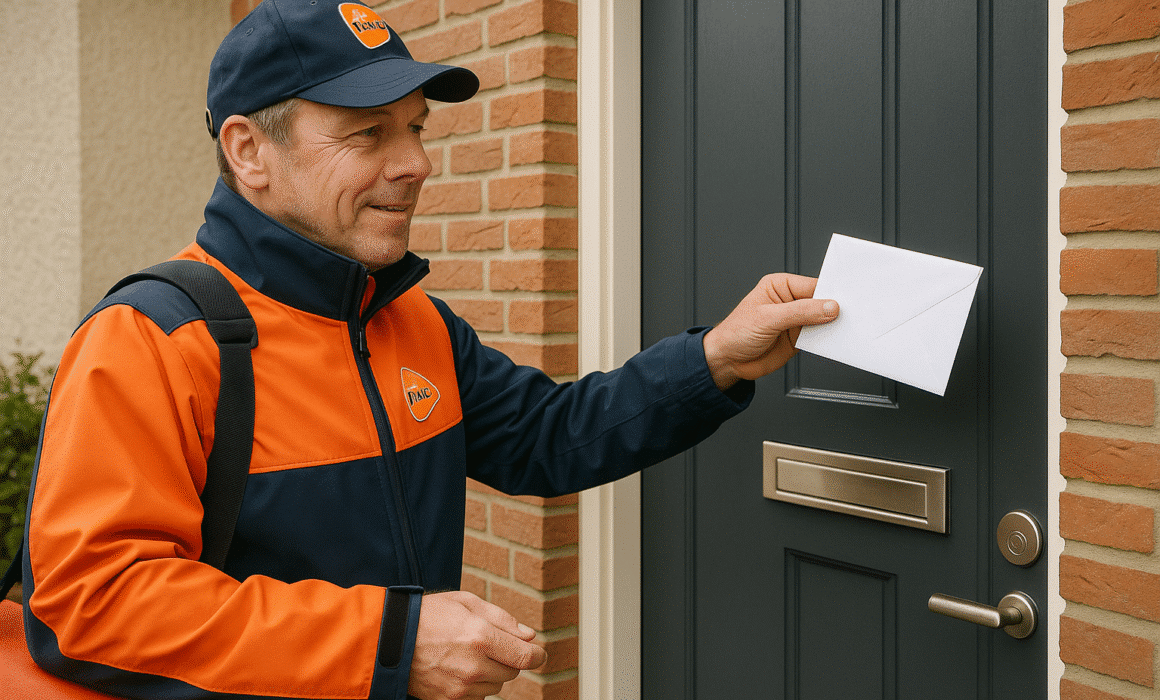 postbode brengt officiele waarschuwing