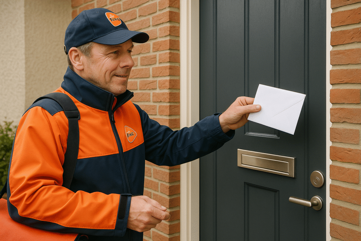 postbode brengt officiele waarschuwing