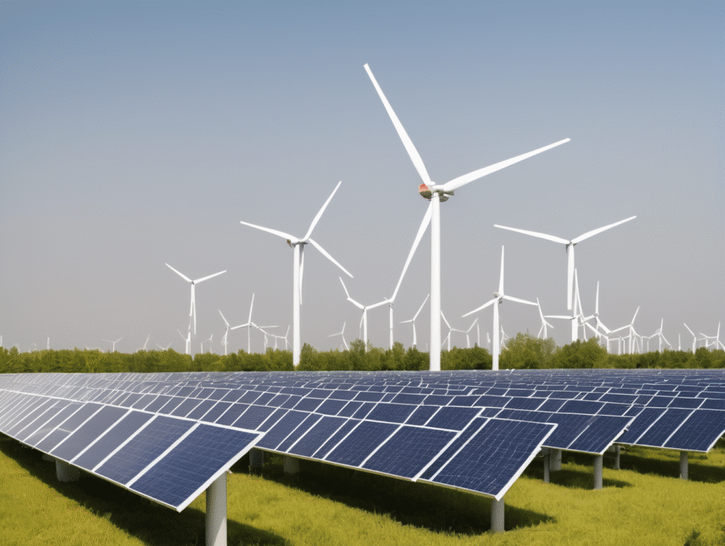Zonnepanelen en windturbines in harmonie