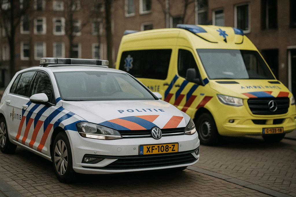 Politie auto en ambulance