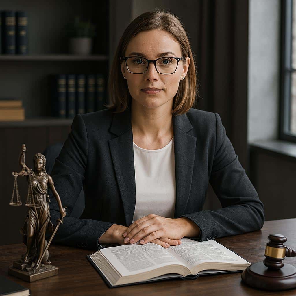 Vrouw in pak met wetboek