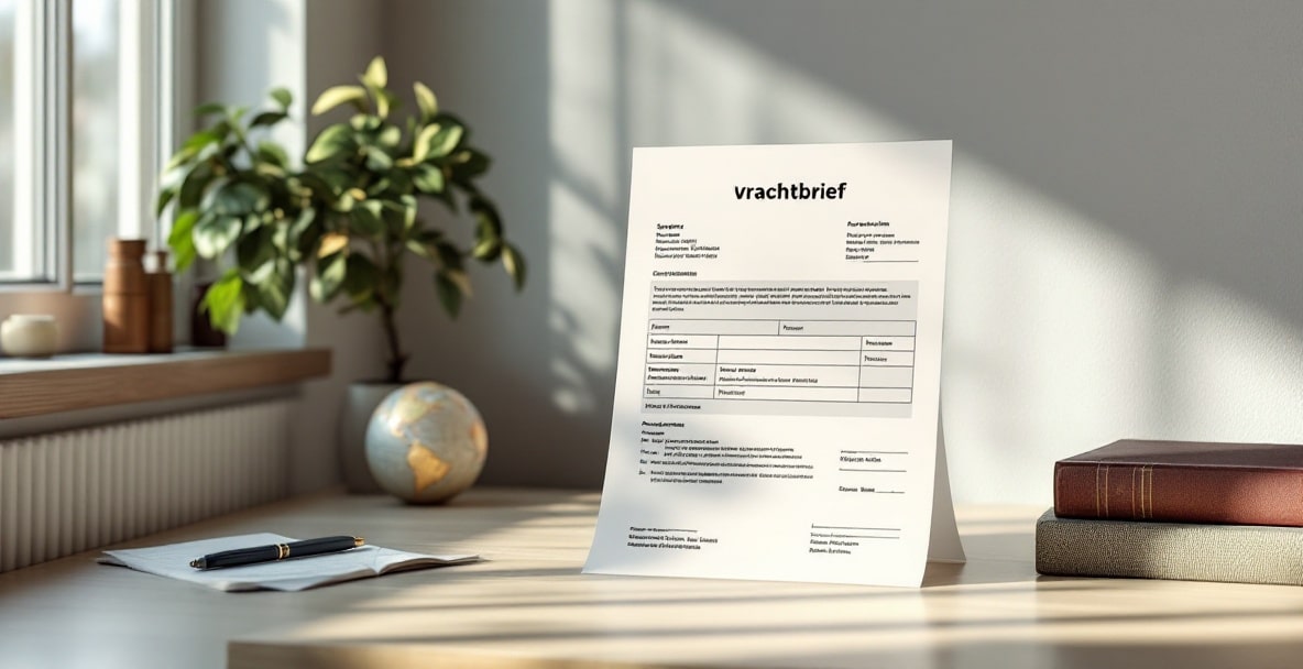 Realistic image of a freight document on a minimalist desk with business context.