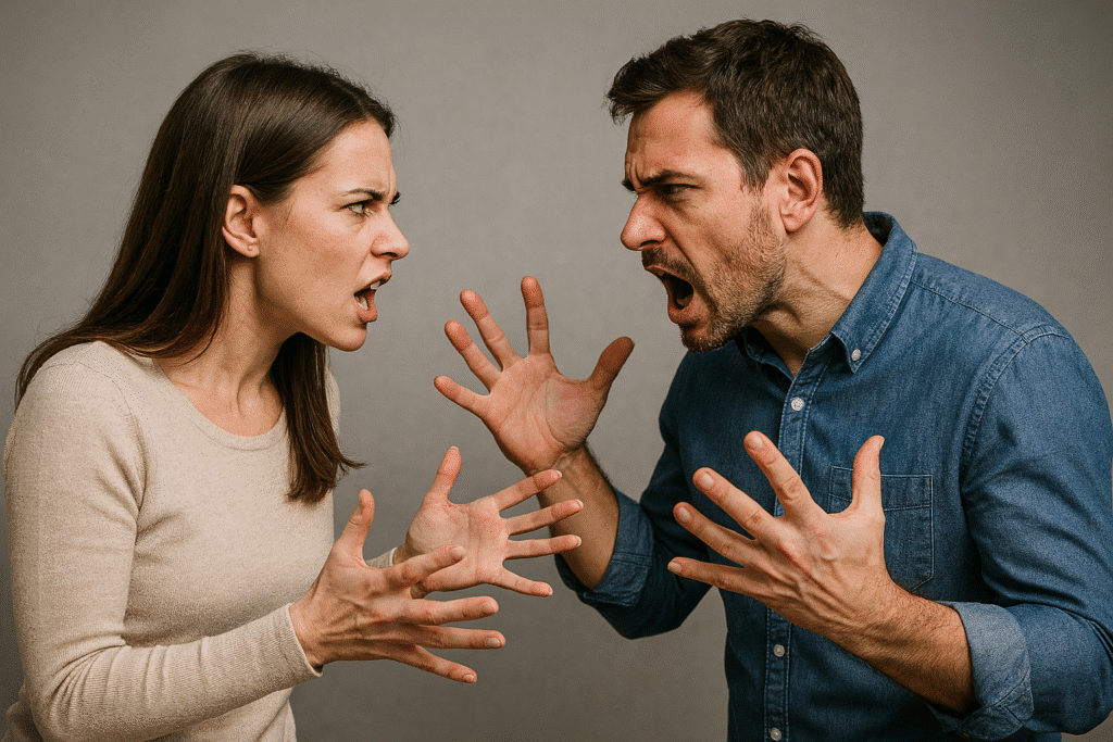 man en vrouw die het niet met elkaar eens zijn