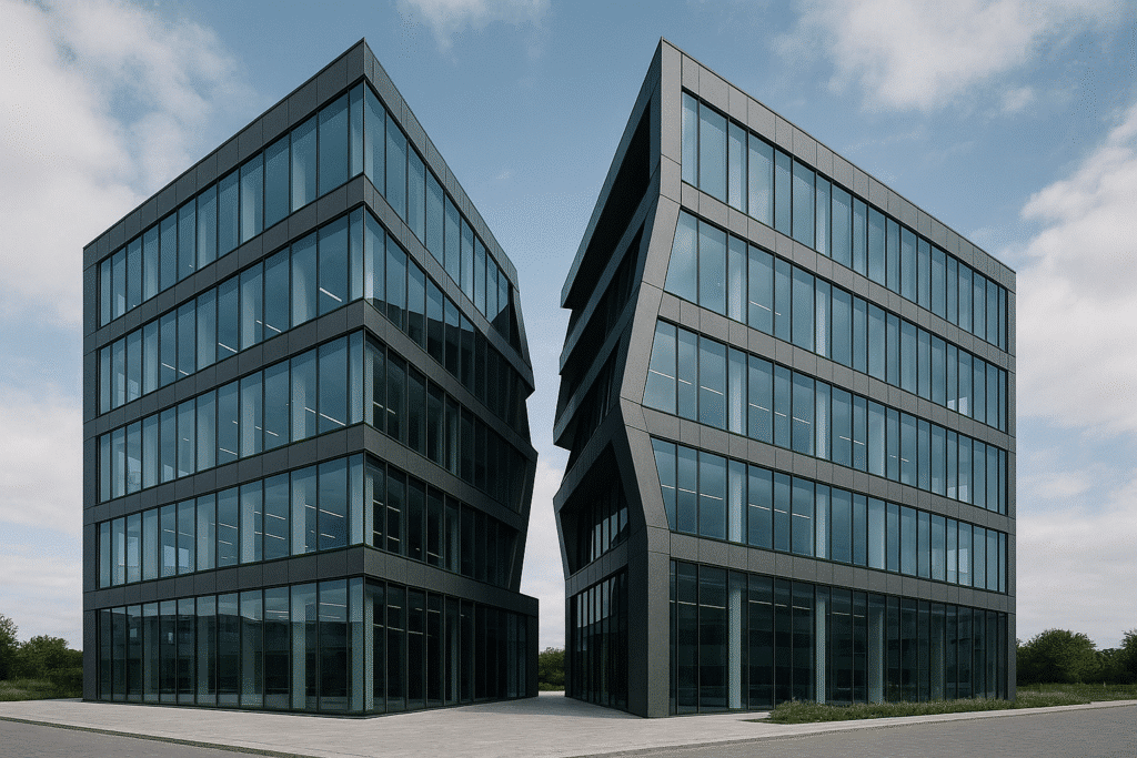Moderne gebouwen met unieke architectuur