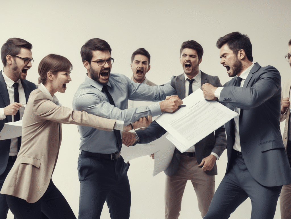 Conflict tussen mensen met documenten