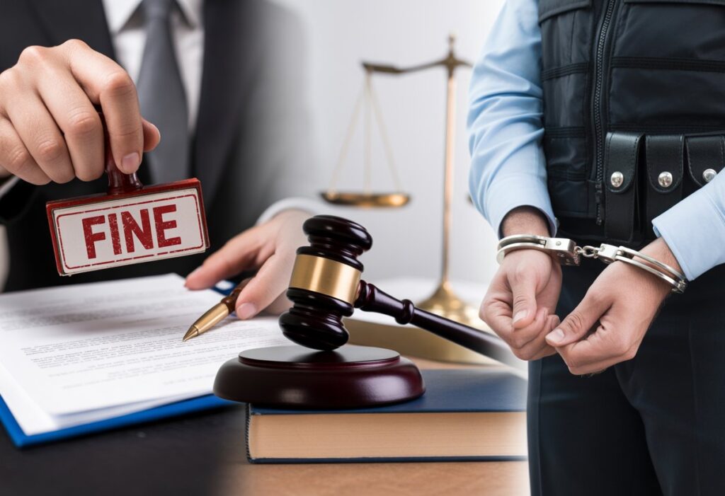 Boete, rechtspraak en arrestatie.