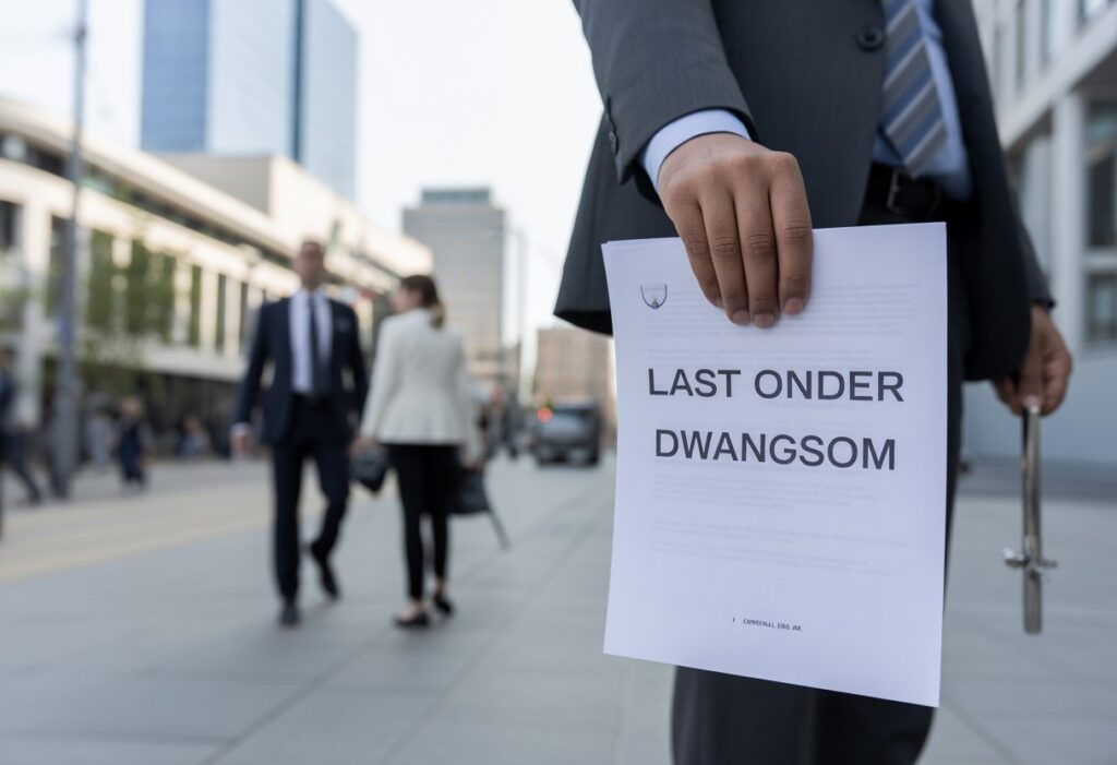 Document met juridische boodschap in hand