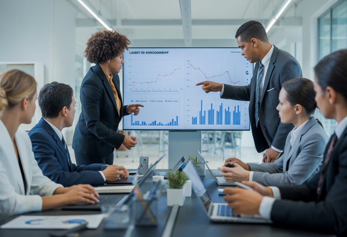 Aansprakelijkheid bij vertraging of non-conformiteit: Inzicht en Praktische Gids 1 Een zakelijke vergadering waarin professionals serieus overleggen in een moderne vergaderruimte.