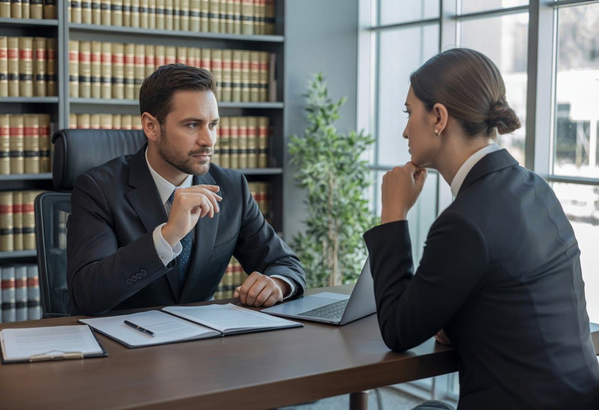 Wanneer is procederen zinvol? Tips van een ervaren procesadvocaat 3 Een ervaren advocaat bespreekt strategieën met een cliënt in een moderne kantooromgeving.