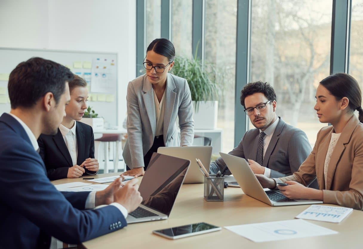 Leidinggevende in deeltijd bespreekt de taakverdeling met een teamlid.