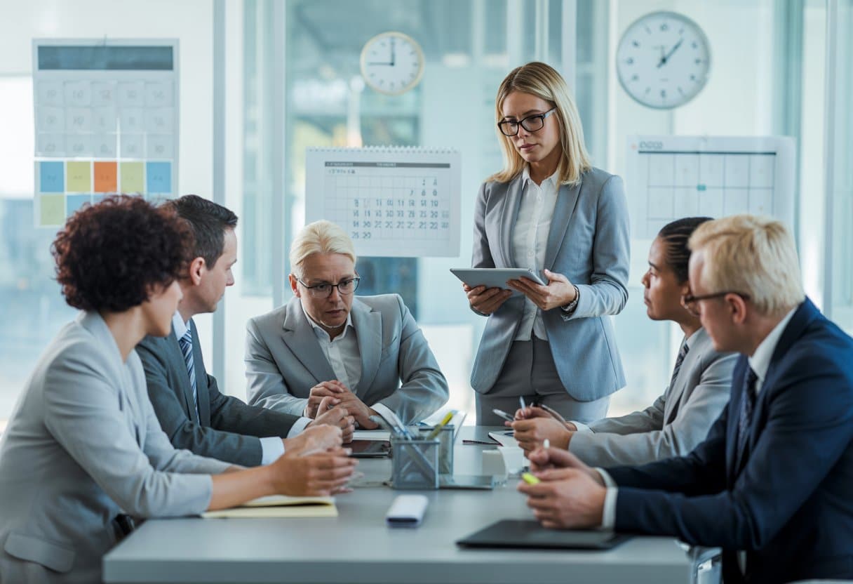Rooster met vier werkdagen op een scherm, illustratie bij arbeidstijden en werktijden.