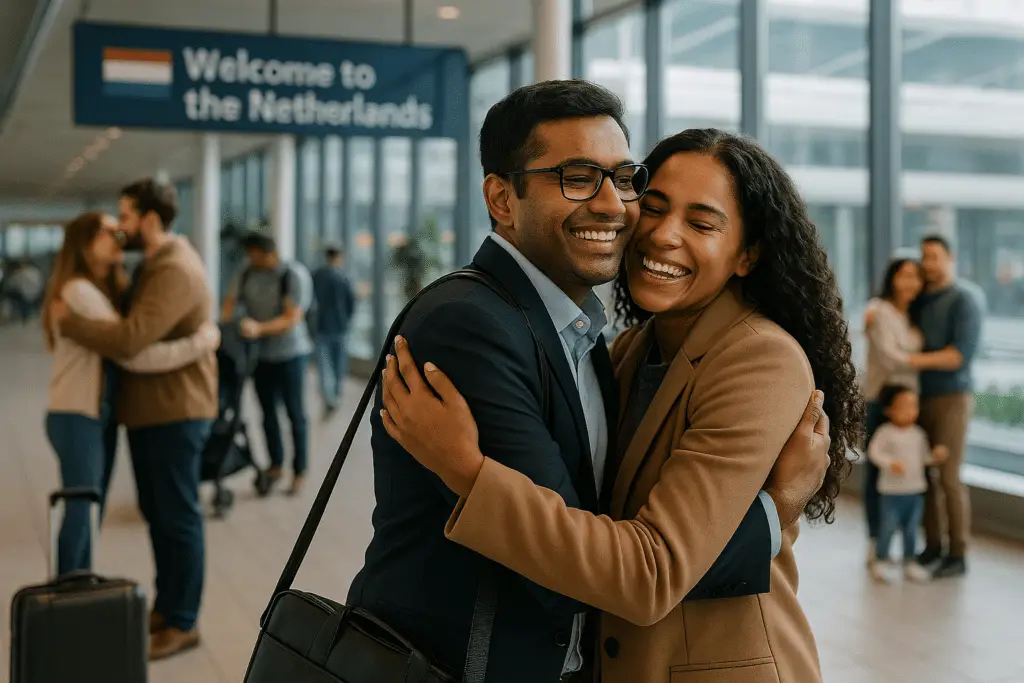 Ontmoeting op luchthaven in Nederland