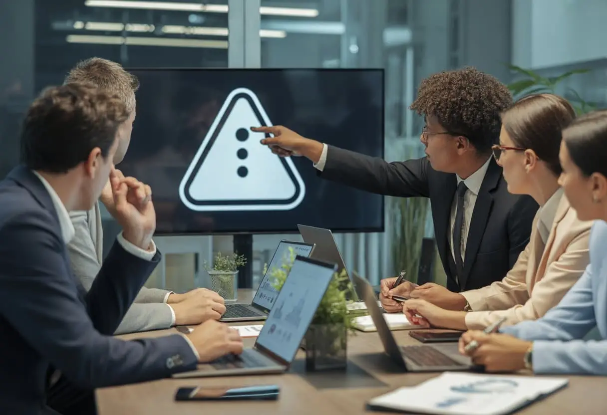 Databreach melden: wanneer bent u daartoe verplicht? Alles over de meldplicht datalekken 1 Een groep professionals in een moderne kantoorruimte bespreekt gegevensbeveiliging rond een tafel met laptops en schermen.