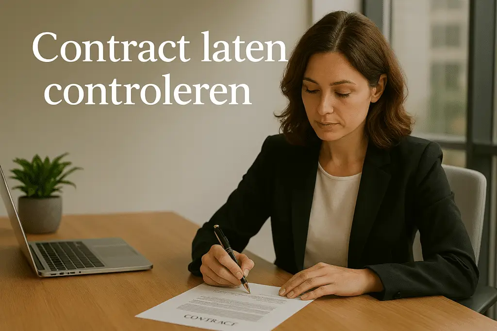 Vrouw controleert een contract.