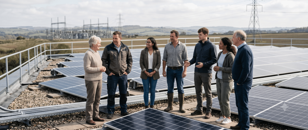 Leden van energiegemeenschappen bespreken collectieve opwek en energiedeling onder de Energiewet