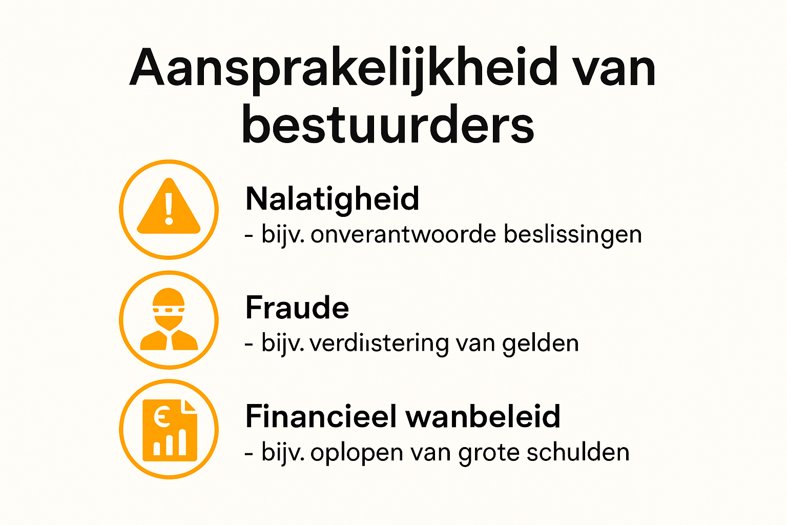 Infographic met oorzaken en situaties van bestuurdersaansprakelijkheid