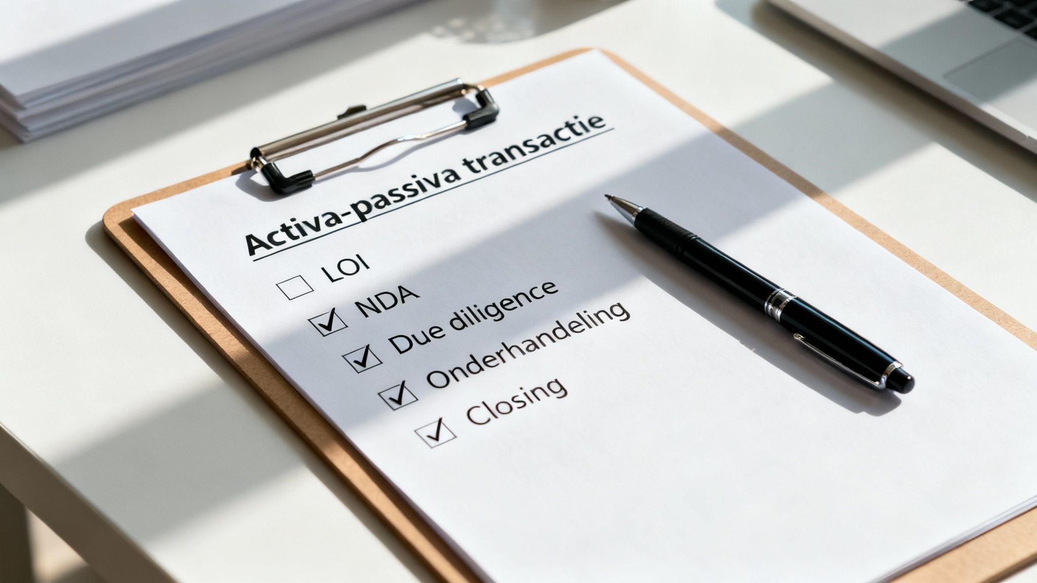 Een checklist wordt afgevinkt op een klembord
