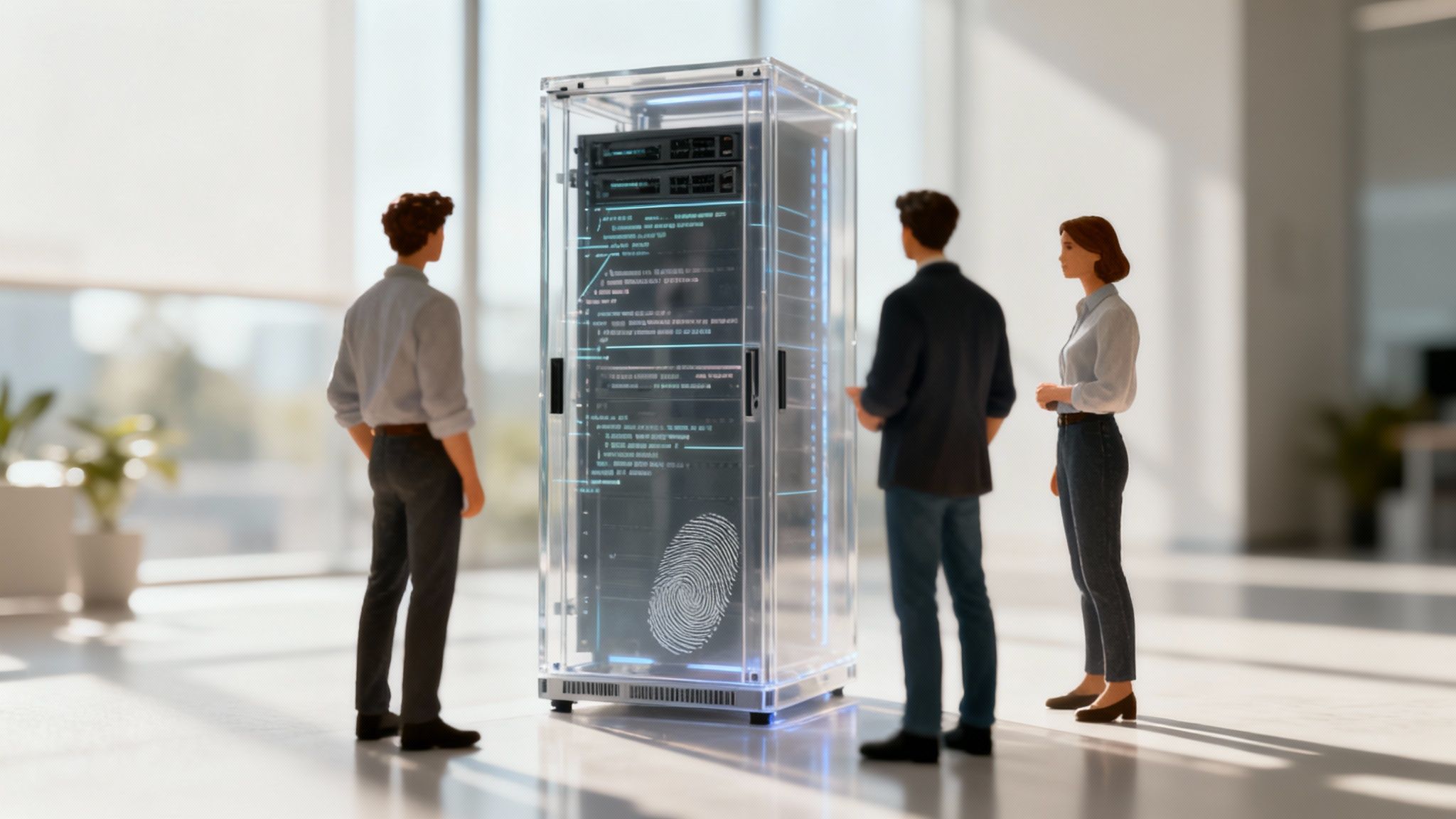 Een abstract beeld dat de samenwerking tussen mens en machine visualiseert, met digitale patronen die over een menselijk silhouet heen liggen.