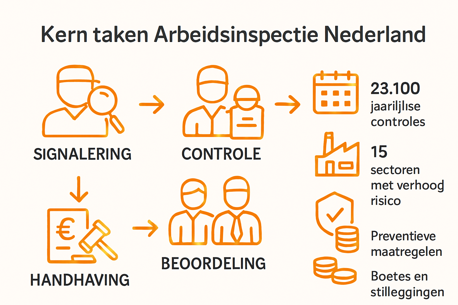 Infographic met proces en taken arbeidsinspectie