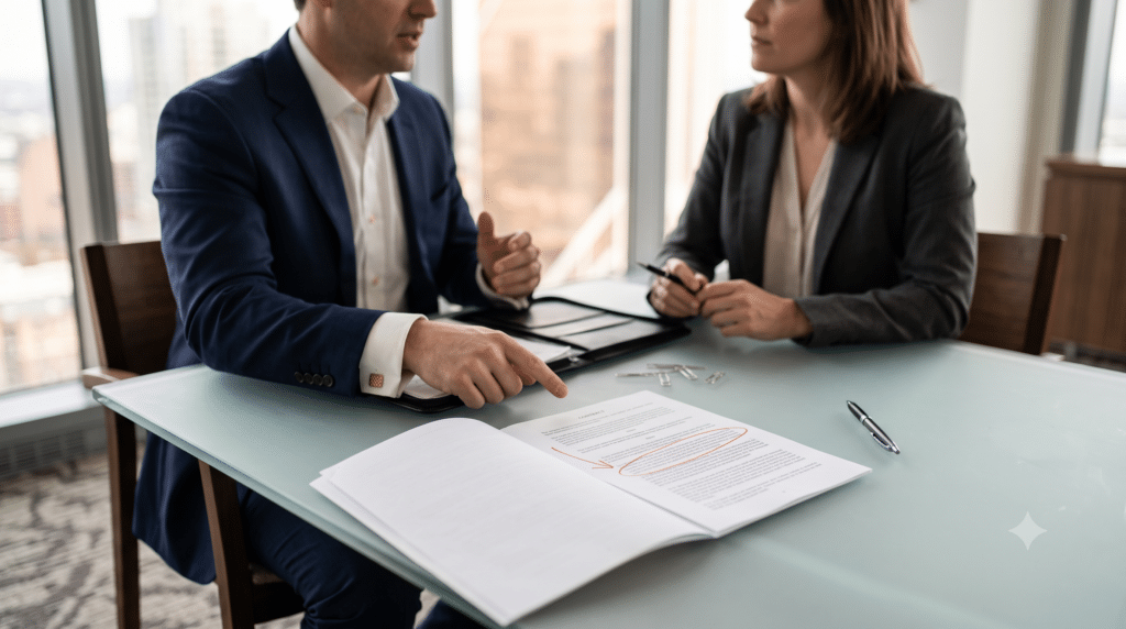Werkgever en werknemer bespreken een discretionaire bonusregeling