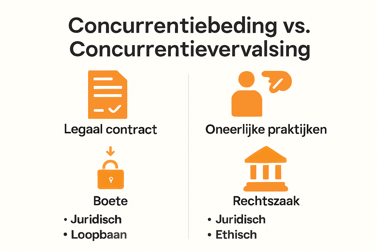 Infographic showing differences between concurrentiebeding en concurrentievervalsing