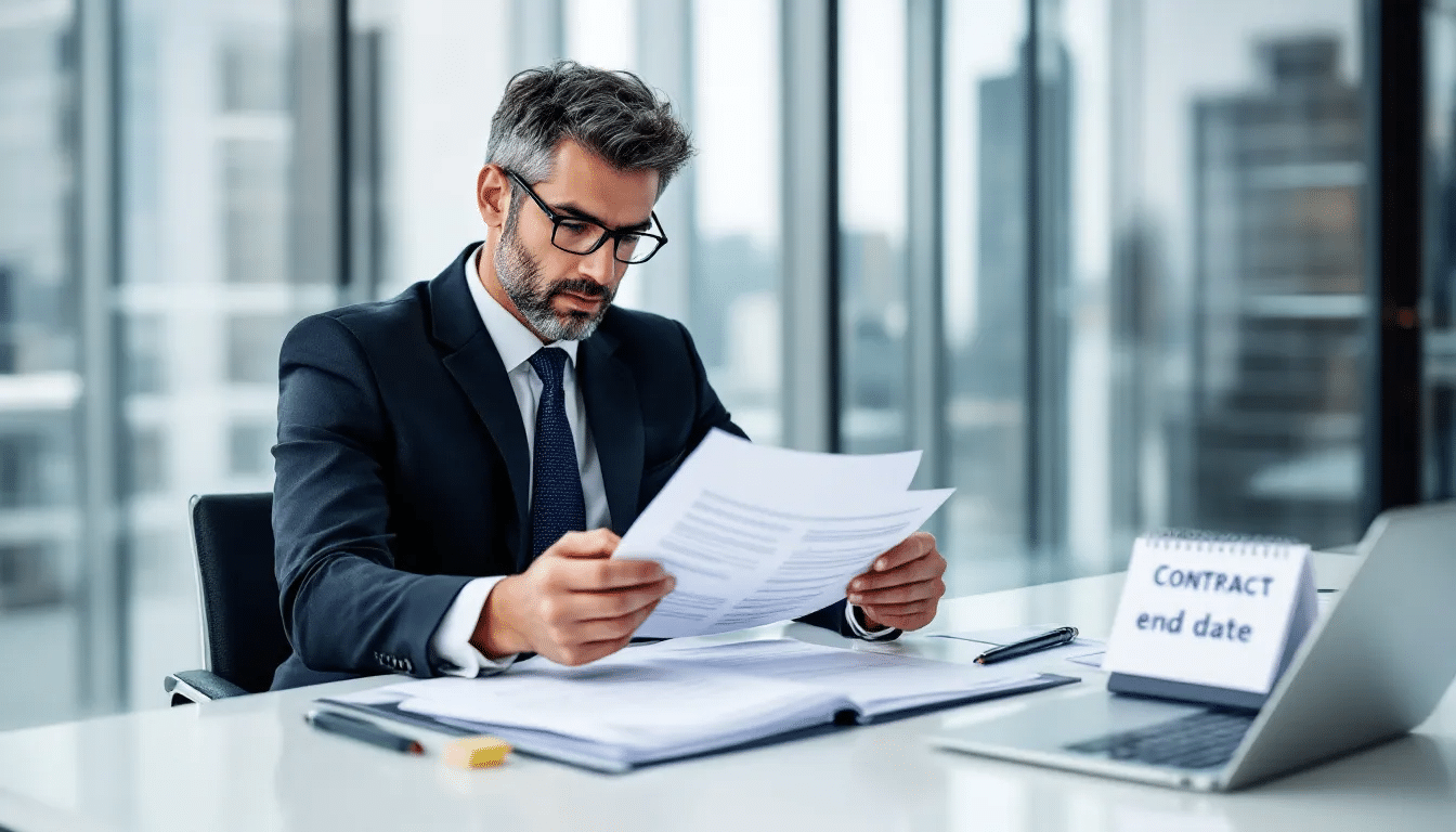 Werknemer bekijkt de einddatum van een tijdelijk contract dat niet wordt verlengd.