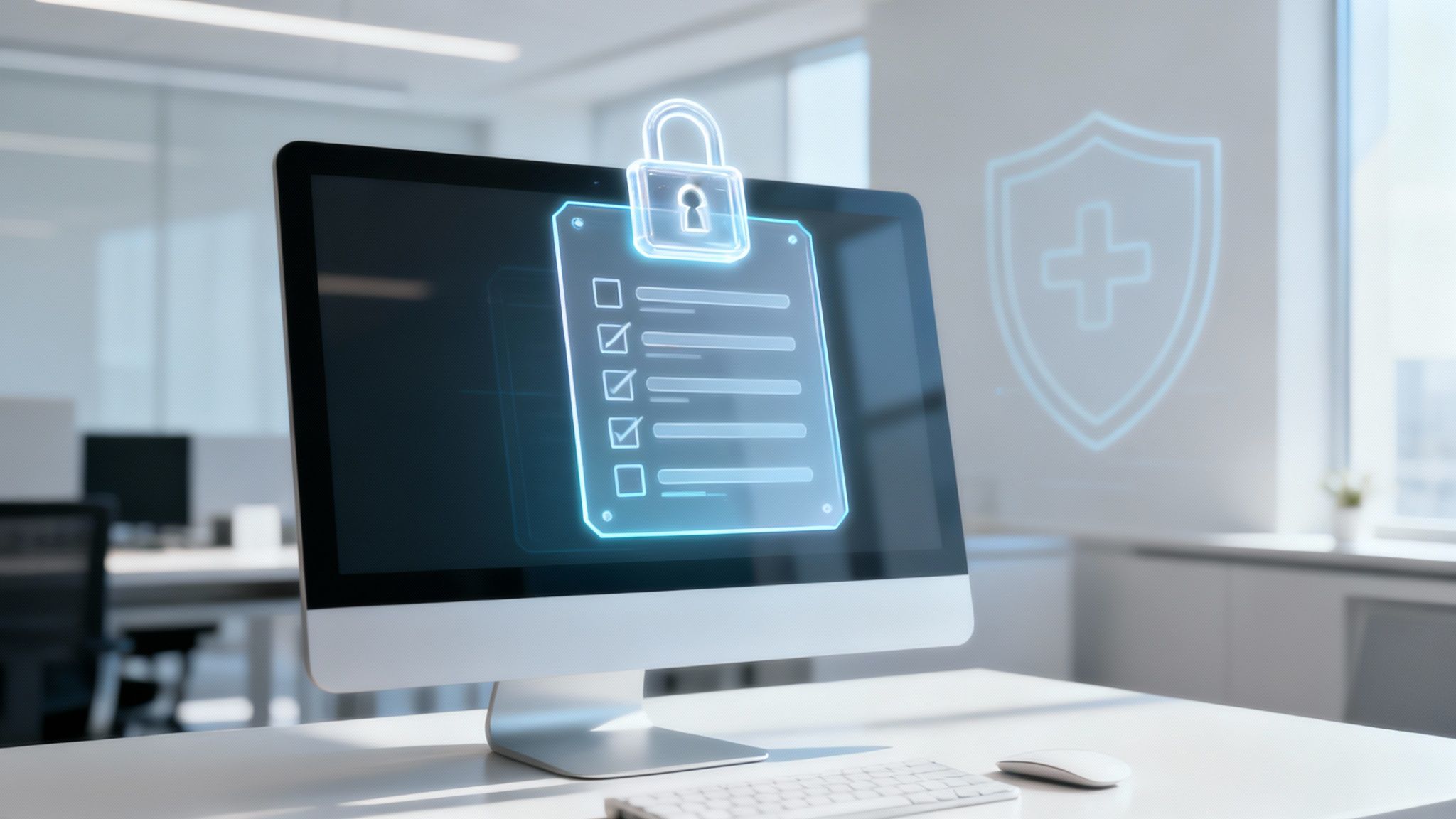 Een abstracte afbeelding die digitale compliance en data privacy symboliseert