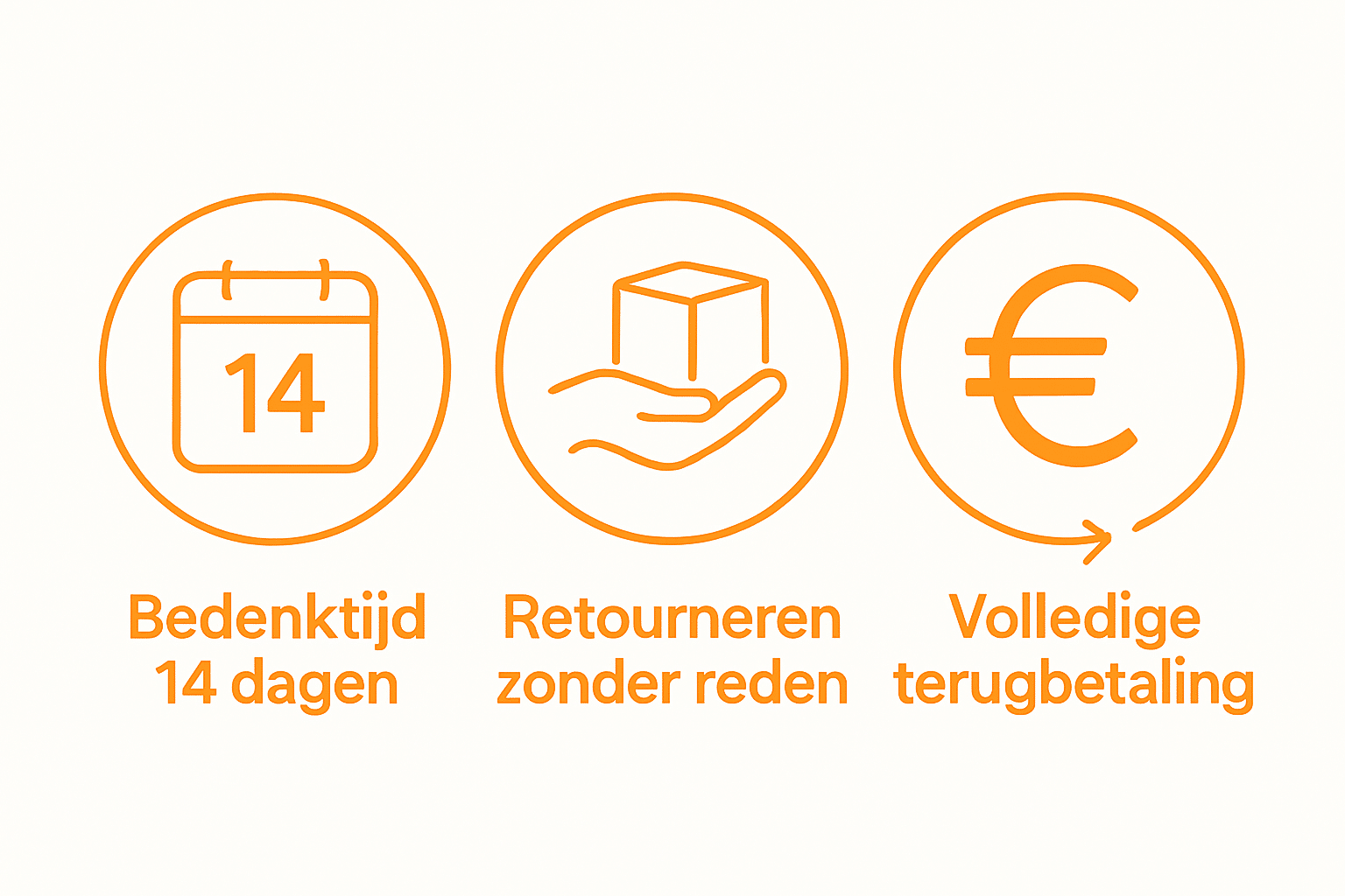 Bedenktijd van 14 dagen, retourzending en terugbetaling bij het herroepingsrecht