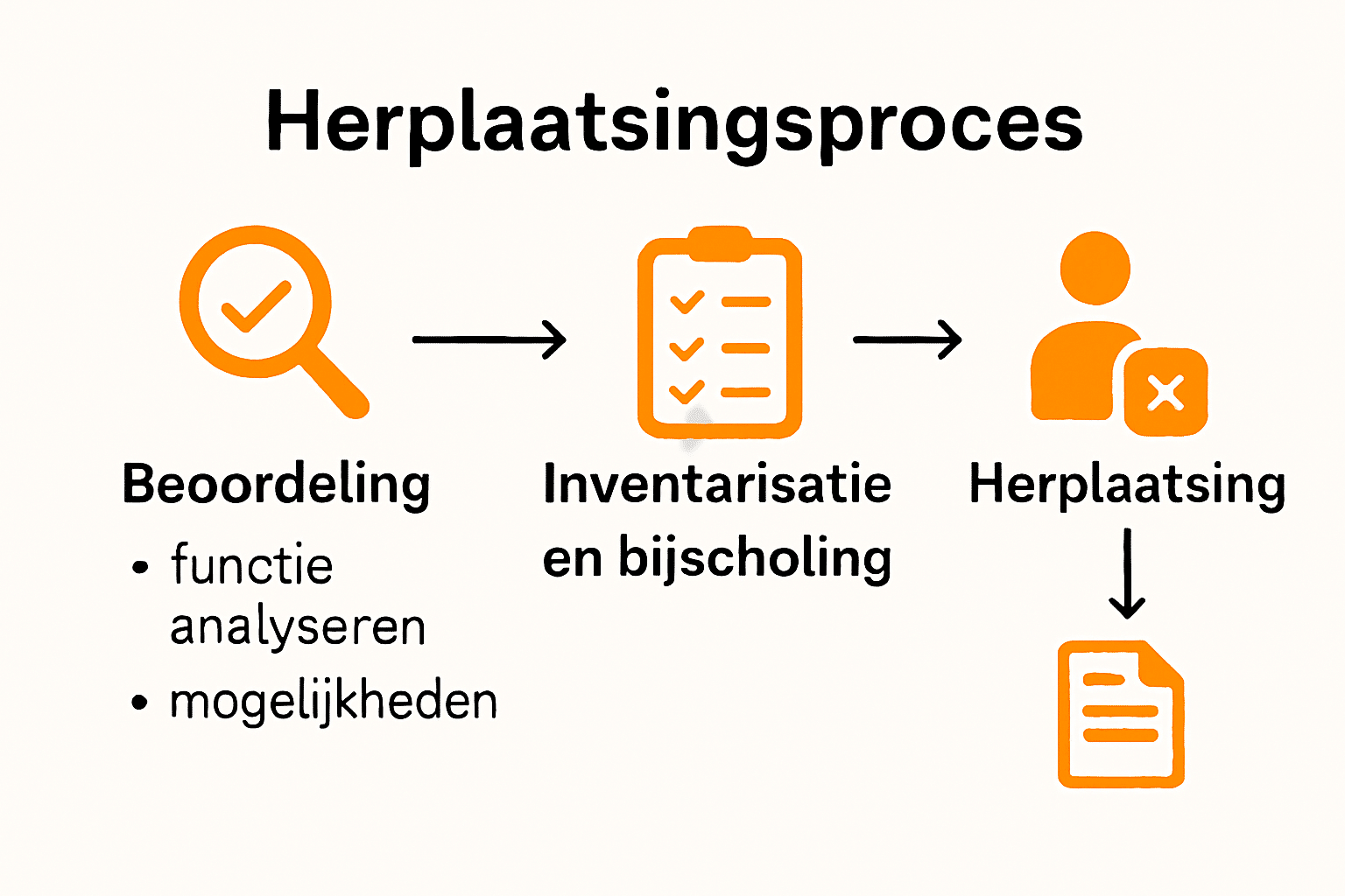 Infographic met stappen bij herplaatsingsplicht werkgever