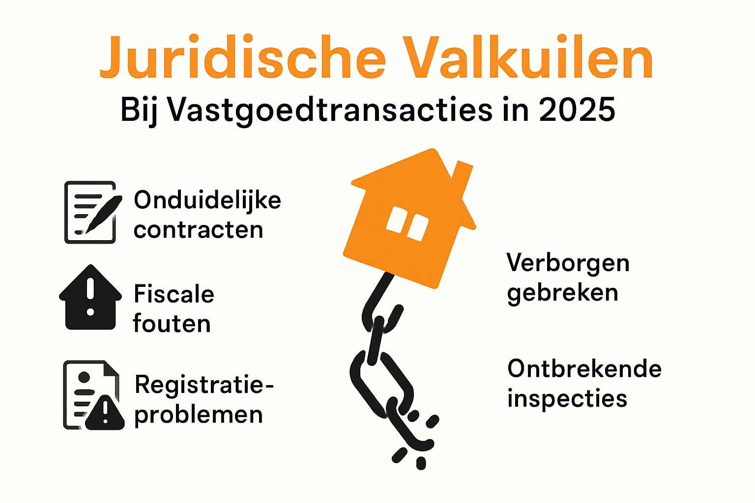 Infographic met vijf juridische valkuilen vastgoed