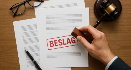 Hand met stempel op documenten