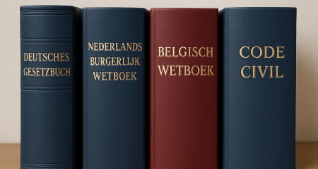 Wetboeken uit vier landen bij de vraag naar het toepasselijk recht