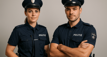 Twee politieagenten in uniform.