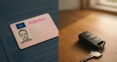 Rijbewijs en autosleutels op tafel