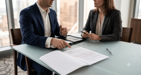 Werkgever en werknemer bespreken een discretionaire bonusregeling