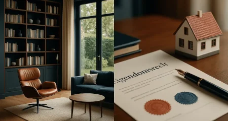 Moderne woonkamer met eigendomsdocumenten