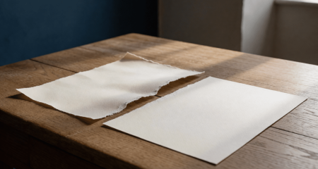 Gescheurd document naast een ongeschonden document op een bureau