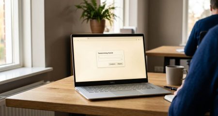 Laptopscherm met een blanco toestemmingsdialoog