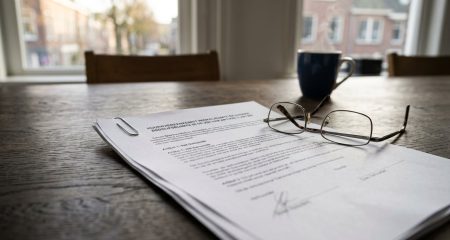 Contract met initialen in de kantlijn en een vulpen