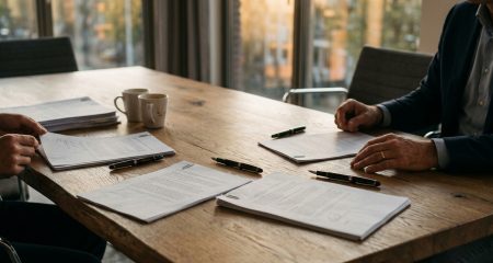 Aandeelhoudersregister met handgeschreven regels, macro-opname