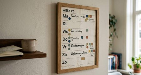 Twee koffiekopjes tegenover elkaar op een keukentafel in ochtendlicht