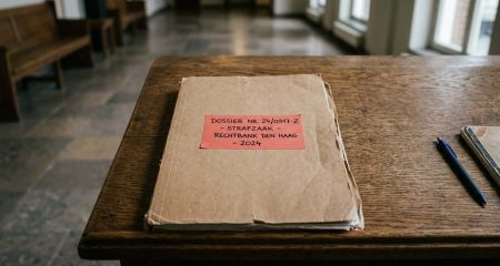 Lege publieke tribune in een gerechtsgebouw