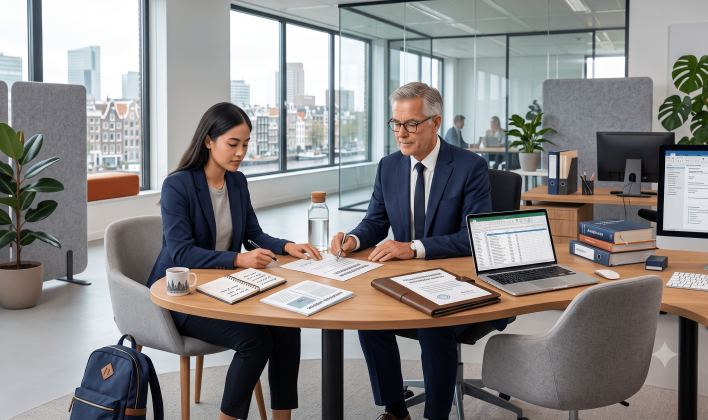 Stage of arbeidsovereenkomst: stagiair en werkgever bespreken de overeenkomst