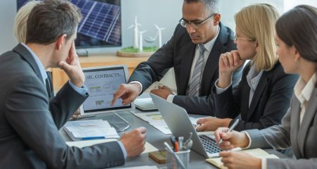 Vergadering over zakelijke contracten.