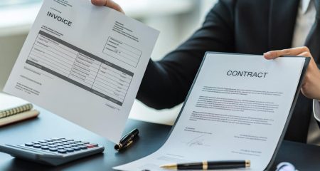 Factuur en contract in handen