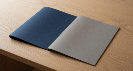 Bureau met twee mappen en een kalenderblad ernaast