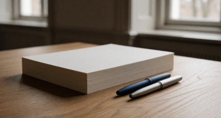 Stapel formulieren en twee pennen op een gemeentebureau